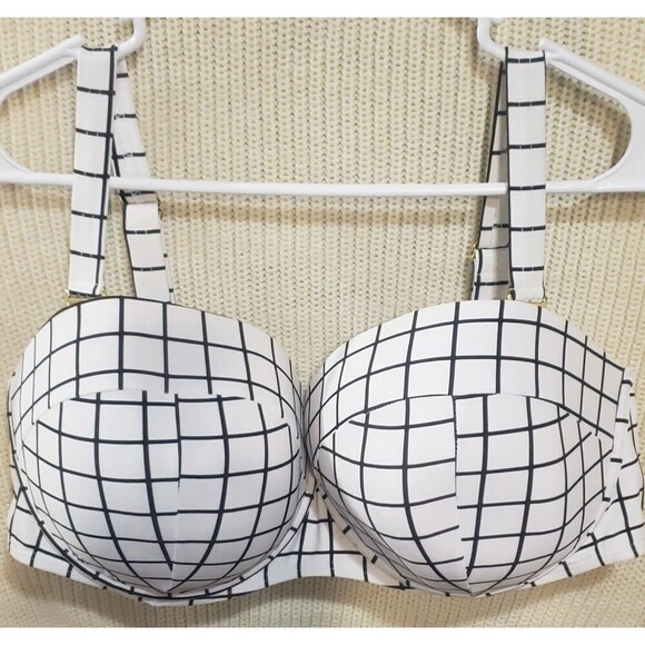Swimsuits For All, Black/White Plaid Top, Size 32E/F, Very Nice‎ And Worn Once - Picture 2 of 6